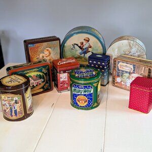 10 VTG Country Cottage Tins Cottagecore Collector Milky Way Nestle Equal Maxwell